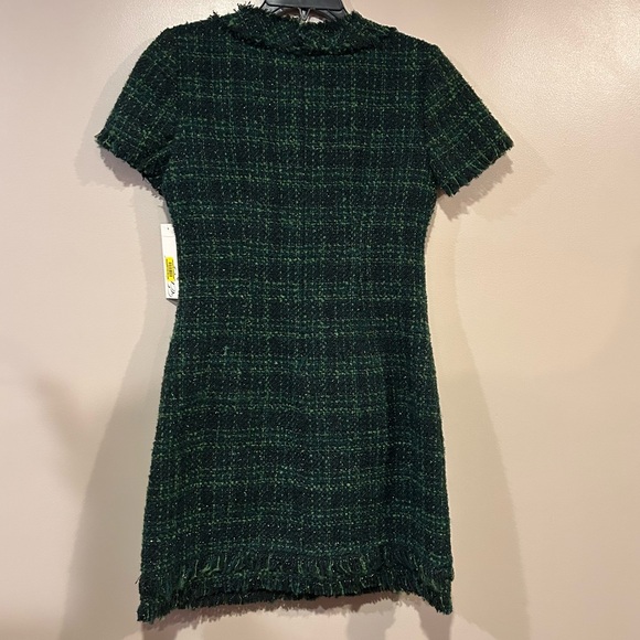 Eliza J Boucle Crew Neck Short Sleeve Fringe Hem Sheath Dress